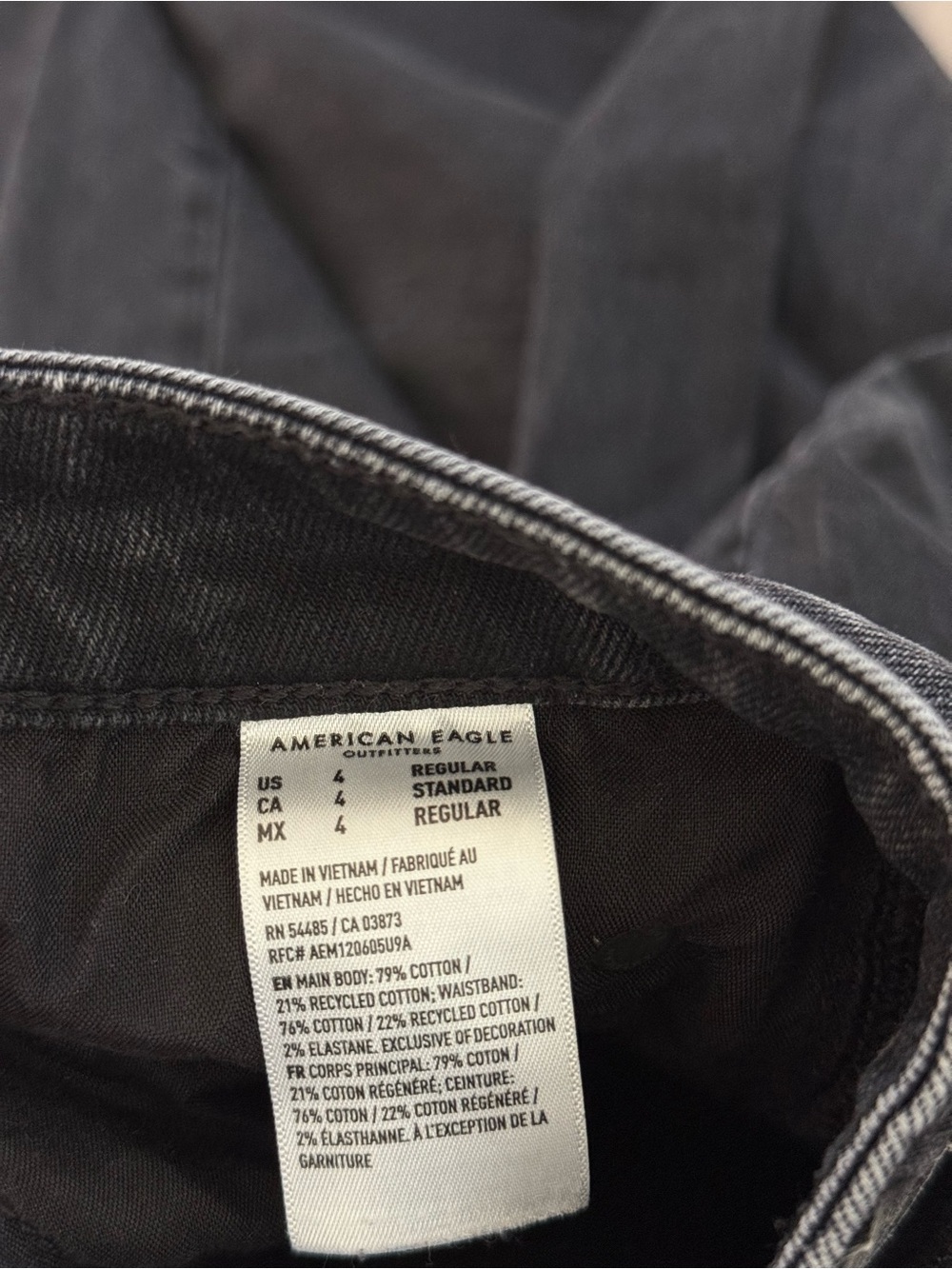 American Eagle A-Line Baggy Super Wide Leg Jeans | Black | 4 Regular - Picture 8 of 11